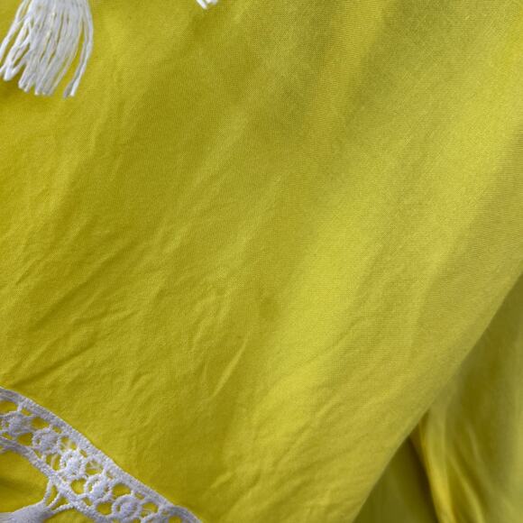 VENUS Yellow White Boho Tassel Strappy Cold Shoulder Swim Beach Cover Up Dress S - Picture 5 of 12